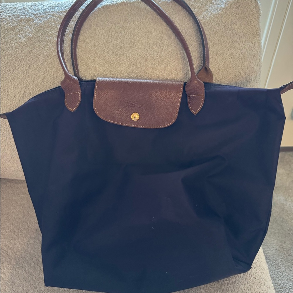 Purple Longchamp Le Pliage  Large Tote Bag